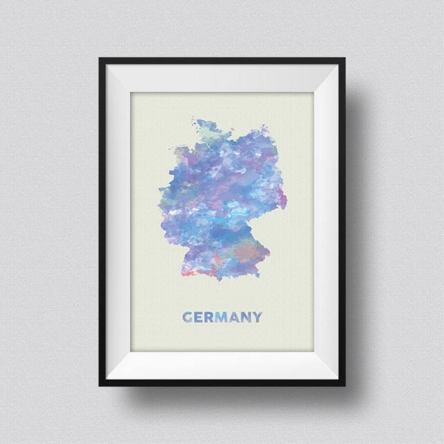 Germany Watercolor Map Art Print Ink Splash Poster Canvas