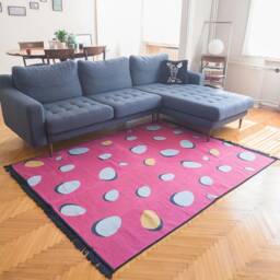 Candy Factory Recycled Cotton Kilim Rug Colorful Eco-Friendly Woven Rug - thumbnail 2