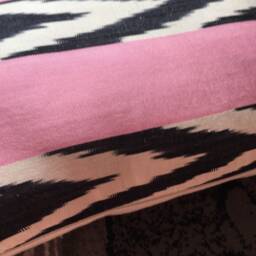 Pink Black Ikat Pillow Cover - Silk Uzbek Chevron Stripes Design - thumbnail 2