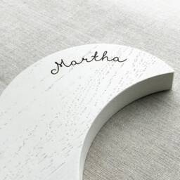 Wooden Musical Moon Name Wall Hanging - Pull String Music Box New Baby Or Christening Gift Engraved Solid Oak Worldwide Shipping - thumbnail 2