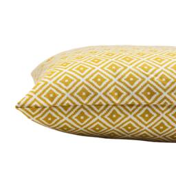Scandi Geometric Ikat Xl Rectangular Cushion in Ochre Yellow. Modern Printed Diamond Pattern Mustard Yellow & White. 23X15 - thumbnail 2