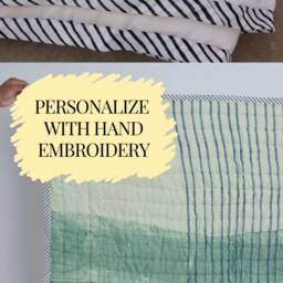 Personalized Baby Blanket, Reversible Nursery Quilt, Custom Name Crib Gender Neutral Newborn Gift - thumbnail 2