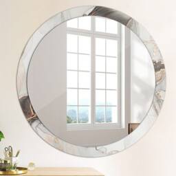 Abstract Fluid, Gray, Round Mirror Frame, Decorative Mirror, Frame Print, Unique Wall - thumbnail 4