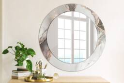 Abstract Fluid, Gray, Round Mirror Frame, Decorative Mirror, Frame Print, Unique Wall