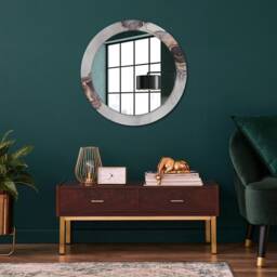 Abstract Fluid, Gray, Round Mirror Frame, Decorative Mirror, Frame Print, Unique Wall - thumbnail 2