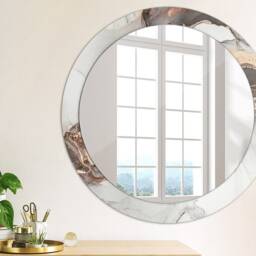 Abstract Fluid, Gray, Round Mirror Frame, Decorative Mirror, Frame Print, Unique Wall - thumbnail 3
