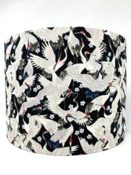 Japanese Crane Lampshade Oriental Bird Print, Black & White
