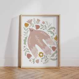 Set Of 6 Wildflower Girls Dusty Pink & Sage Green Gallery Wall Prints, Peace Dove, Positive Affirmations, Girl Nursery Bedroom Decor - thumbnail 2