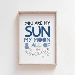 3 Boys Nursery Prints, Wall Art, Space Moon Stars, Bedroom Quotes, Decor, Set Of - thumbnail 2