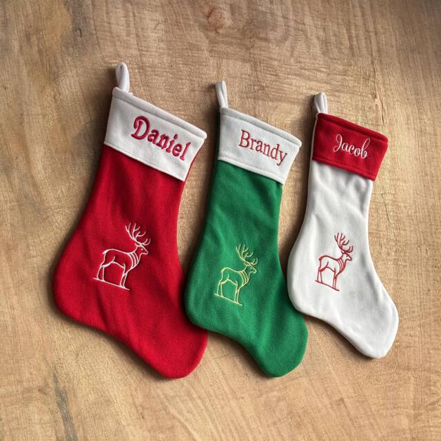 Personalized Family Christmas Stocking, Embroidered Custom Name Holiday Gifts - image 1