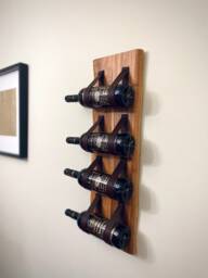 Wine Rack - Wall Hung Wood & Leather Wine - thumbnail 1