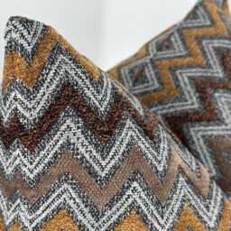Textured Chenille Chevron Pillow Cover, Brown Orange Zig Zag, Fall Decor - thumbnail 2