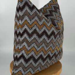 Textured Chenille Chevron Pillow Cover, Brown Orange Zig Zag, Fall Decor - thumbnail 3