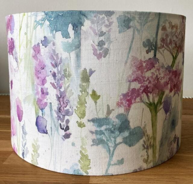 Handmade Lamp Shade With Wild Flowers Pattern - Pink & Teal Floral Voyage Fabric - image 1