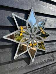 Bumblebee Mirrored Flower Shaped Wall Art Hanging Garden Decor Floral Mirror - thumbnail 1
