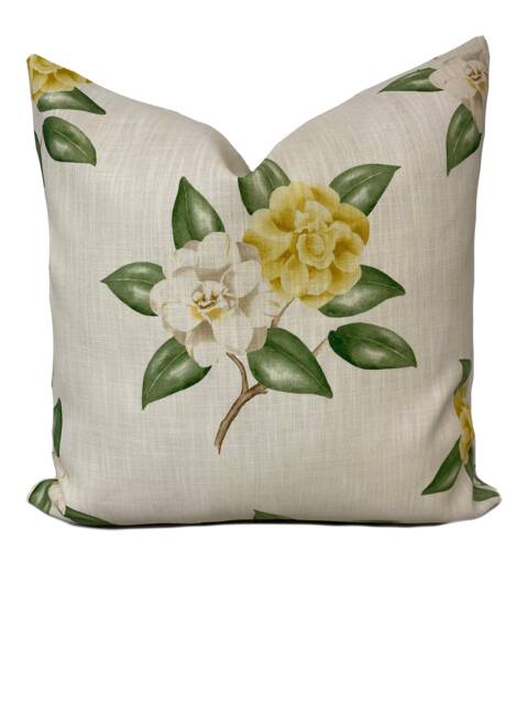 Schumacher Casablanca Floral Indoor/Outdoor Pale Yellow Double Sided Cushion Covers Pillow - image 1