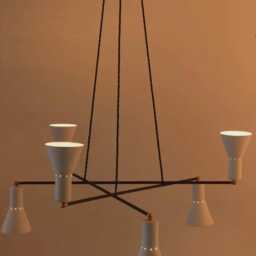 1950S Mid Century Modern Vintage Italian Sputnik Chandelier Blackened Brass & White 2-Tier Arms Stilnovo Style - thumbnail 3