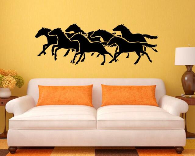 Running Horses Wall Decal Animals Vinyl Sticker Western Home Decor Ideas Kids Room Interior Art 1(Nsix - image 1