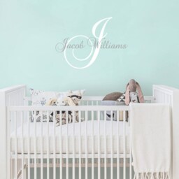 Custom Name Nursery Wall Decal Monogram Initial, Personalized Colors - thumbnail 2