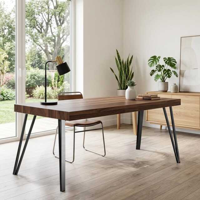 Chunky Solid Wood Desk, Thick Wooden Office Desk Uk, Handmade Home Statement Custom Size - image 1