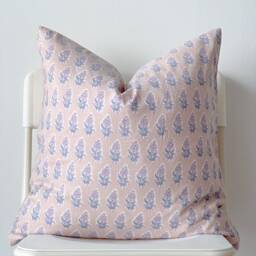 Block Print Pillow Cover Floral Batik, Ethnic Indian Textile - 20x20 - thumbnail 2