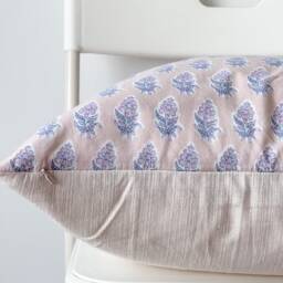 Block Print Pillow Cover Floral Batik, Ethnic Indian Textile - 20x20 - thumbnail 3