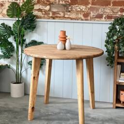Tria // Mid Century Modern Round Scandinavian Dining Table With Tapered Wood Legs - thumbnail 3