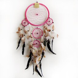 Pink Dream Catcher Wall Hanging, Large Boho Feather Dreamcatcher, Girls Room Decor, Baby Nursery Accent - thumbnail 3