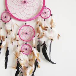 Pink Dream Catcher Wall Hanging, Large Boho Feather Dreamcatcher, Girls Room Decor, Baby Nursery Accent - thumbnail 4