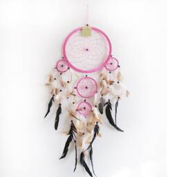 Pink Dream Catcher Wall Hanging, Large Boho Feather Dreamcatcher, Girls Room Decor, Baby Nursery Accent - thumbnail 2