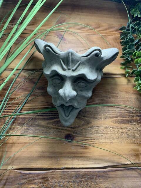 stone Garden Gargoyle Gremlin Joker Wall Plaque Hanger Planter Ornament - image 1
