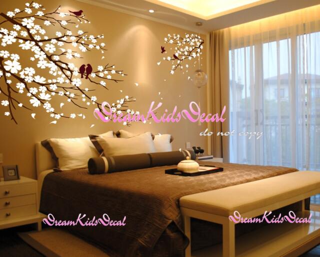 Cherry Tree Wall Decal, Nursery Decor, Kids Bedroom, Flowers, Birds - image 1