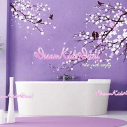 Cherry Tree Wall Decal, Nursery Decor, Kids Bedroom, Flowers, Birds - thumbnail 3