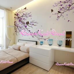Cherry Tree Wall Decal, Nursery Decor, Kids Bedroom, Flowers, Birds - thumbnail 2