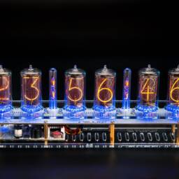 Nixie Tubes Clock Z5660M in Big Acrylic Case [Columns, Sockets] For Boyfriend, Husband, Vintage, Glowing Clock, Gift, Steampunk - thumbnail 3