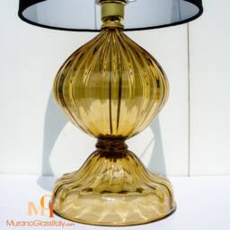 Handmade Murano Glass Table Lamp - Venetian Amber Centerpiece - thumbnail 2