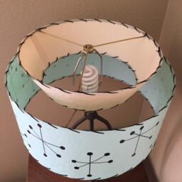 Mid Century Vintage Style Tapered 2 Tier Fiberglass Lamp Shade Modern Atomic Sea Foam/ Ivory - thumbnail 2