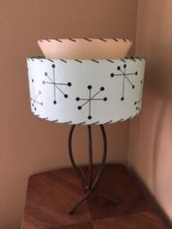 Mid Century Vintage Style Tapered 2 Tier Fiberglass Lamp Shade Modern Atomic Sea Foam/ Ivory - thumbnail 3