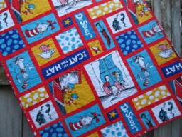 Dr Seuss Twin Bed Quilt, Bedding, The Cat in The Hat Toddler Made To Order - thumbnail 2