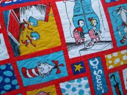 Dr Seuss Twin Bed Quilt, Bedding, The Cat in The Hat Toddler Made To Order - thumbnail 3