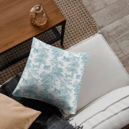 Outdoor Pillows - Weatherproof Garden Cushions Chinoiserie Tiger Jungle Aqua Turquoise Toile Decorative Waterproof Home - thumbnail 2