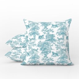 Outdoor Pillows - Weatherproof Garden Cushions Chinoiserie Tiger Jungle Aqua Turquoise Toile Decorative Waterproof Home