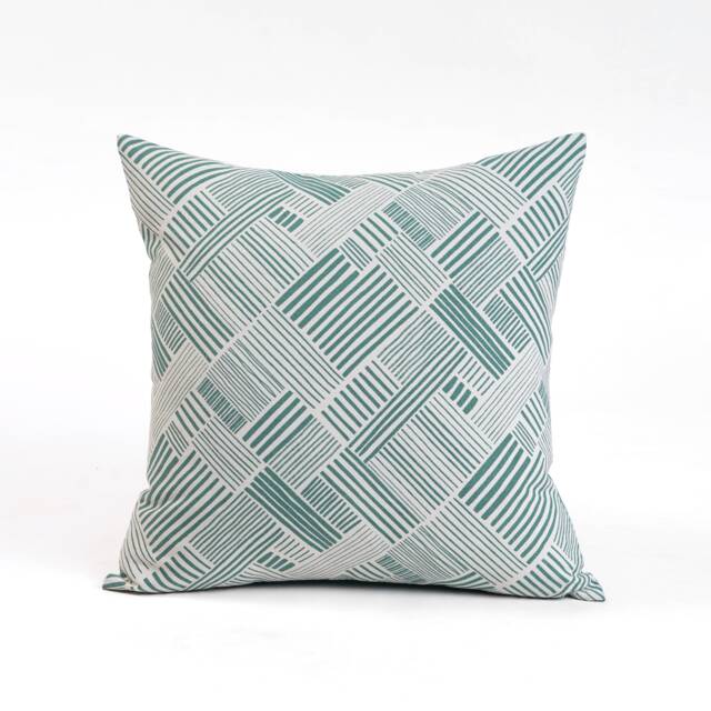 Aqua Green Throw Pillow Cover, Geometrical Print, Cotton Pillow, Sizes Available - image 1