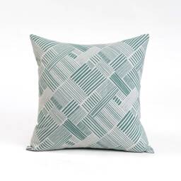 Aqua Green Throw Pillow Cover, Geometrical Print, Cotton Pillow, Sizes Available - thumbnail 1
