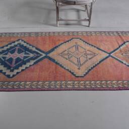 Vintage Rug, 3.2x11.3 Ft Area Antique Rugs For Indoor, Brown Kitchen , Herki Turkish Ethnic Bedroom Rug - thumbnail 3