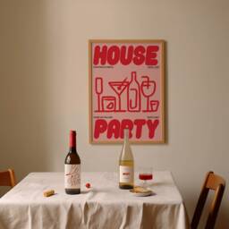 House Party - Drink Print Kitchen Music Poster Wall Art Disco Typographic Decor Homeware Home Cocktail Wine - thumbnail 3