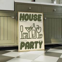 House Party - Drink Print Kitchen Music Poster Wall Art Disco Typographic Decor Homeware Home Cocktail Wine - thumbnail 2