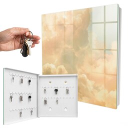 Pastel Clouds Wall Mounted Key Cabinet, Beige Box For Wall, Painterly Nature, Lovers Of Peace & Relaxation - thumbnail 2