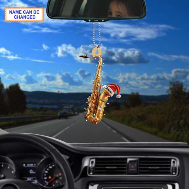 Musical Saxophone Acrylic 2D Flat Christmas Ornament, Festive Tree Hanging Holiday Decoration, Unique Saxophone Musical Gift - image 1