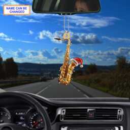 Musical Saxophone Acrylic 2D Flat Christmas Ornament, Festive Tree Hanging Holiday Decoration, Unique Saxophone Musical Gift - thumbnail 1